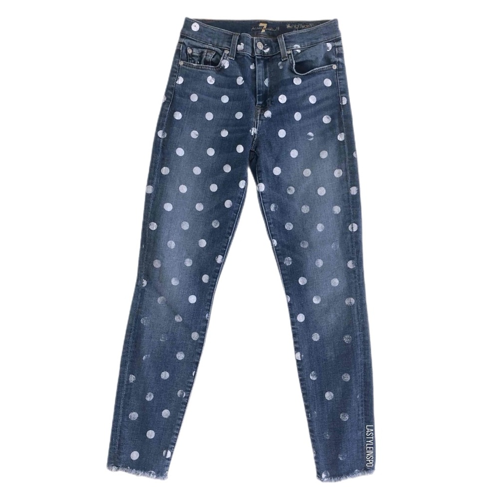 7 For All Mankind High Waisted Dotted Jeans Size 27